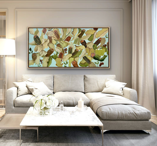 Banksia Robur oil painting by Wendy Peters, Australian Botanical Artist