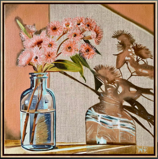 Blue Vase and Gum Nuts - Framed