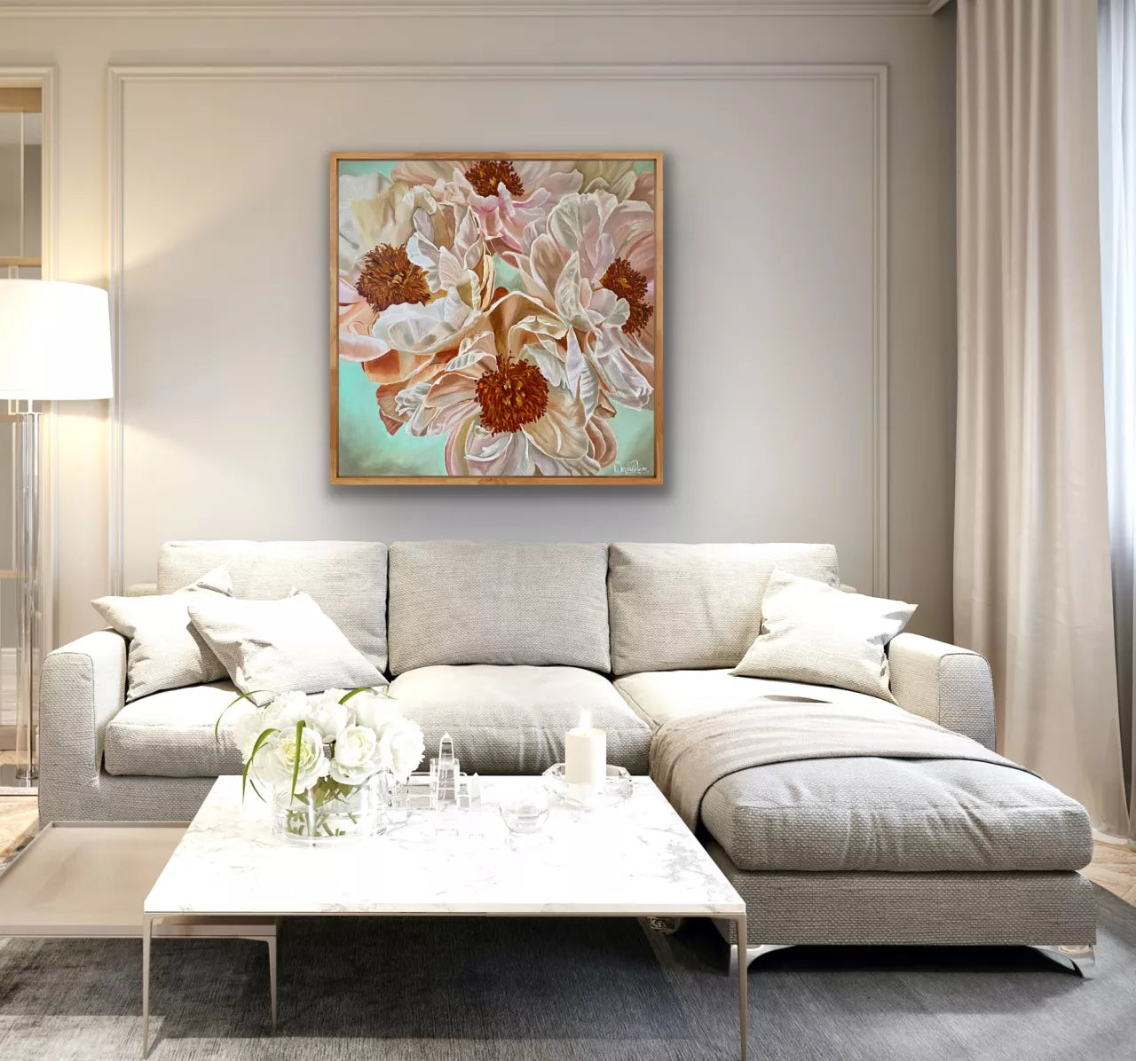 Sienna Blush Peonies - Framed