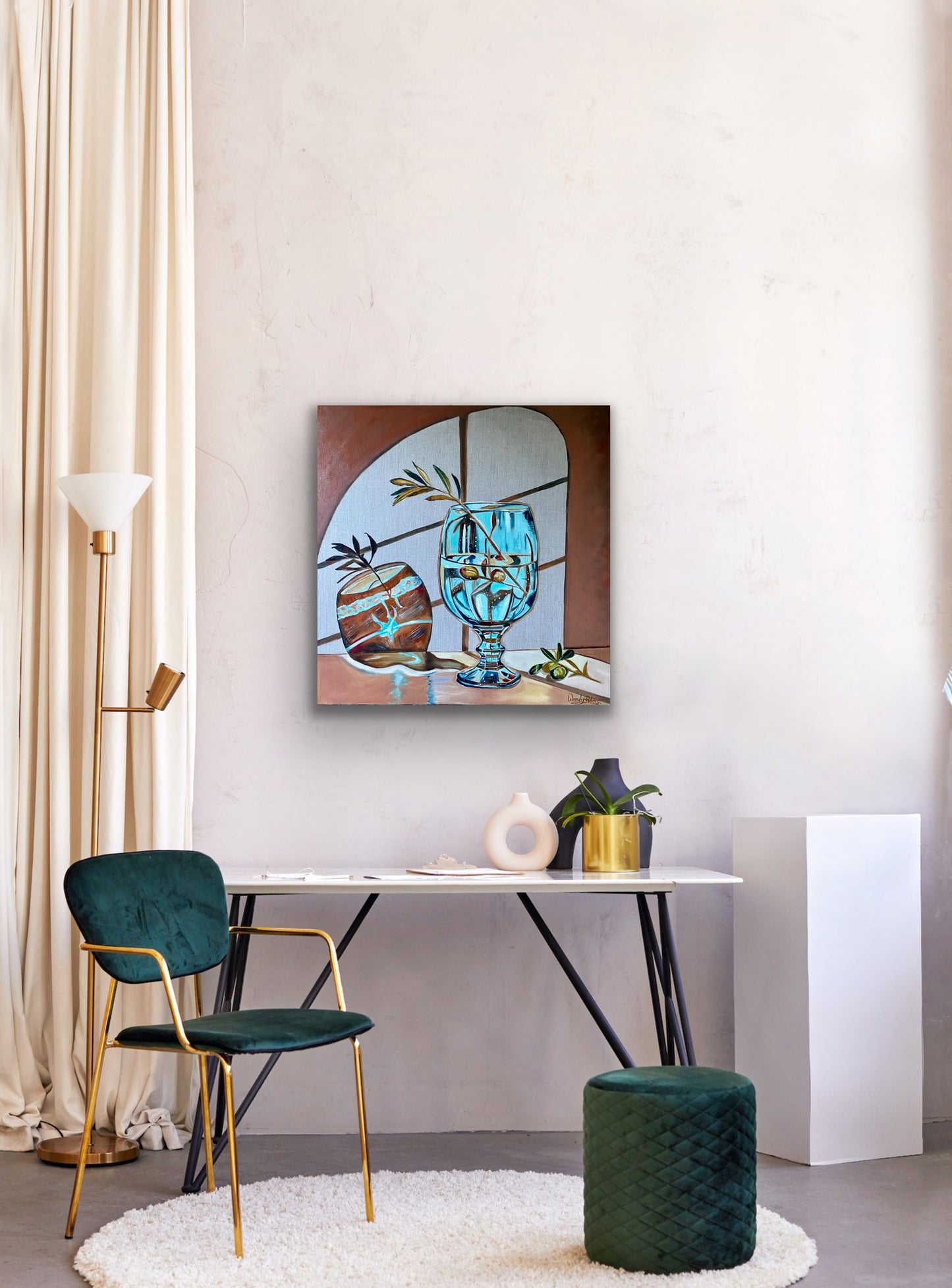 Blue Vase and Olive Branch