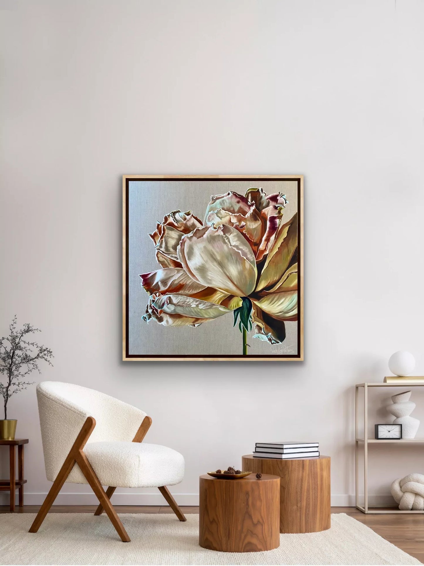 Dupion Rose - Framed