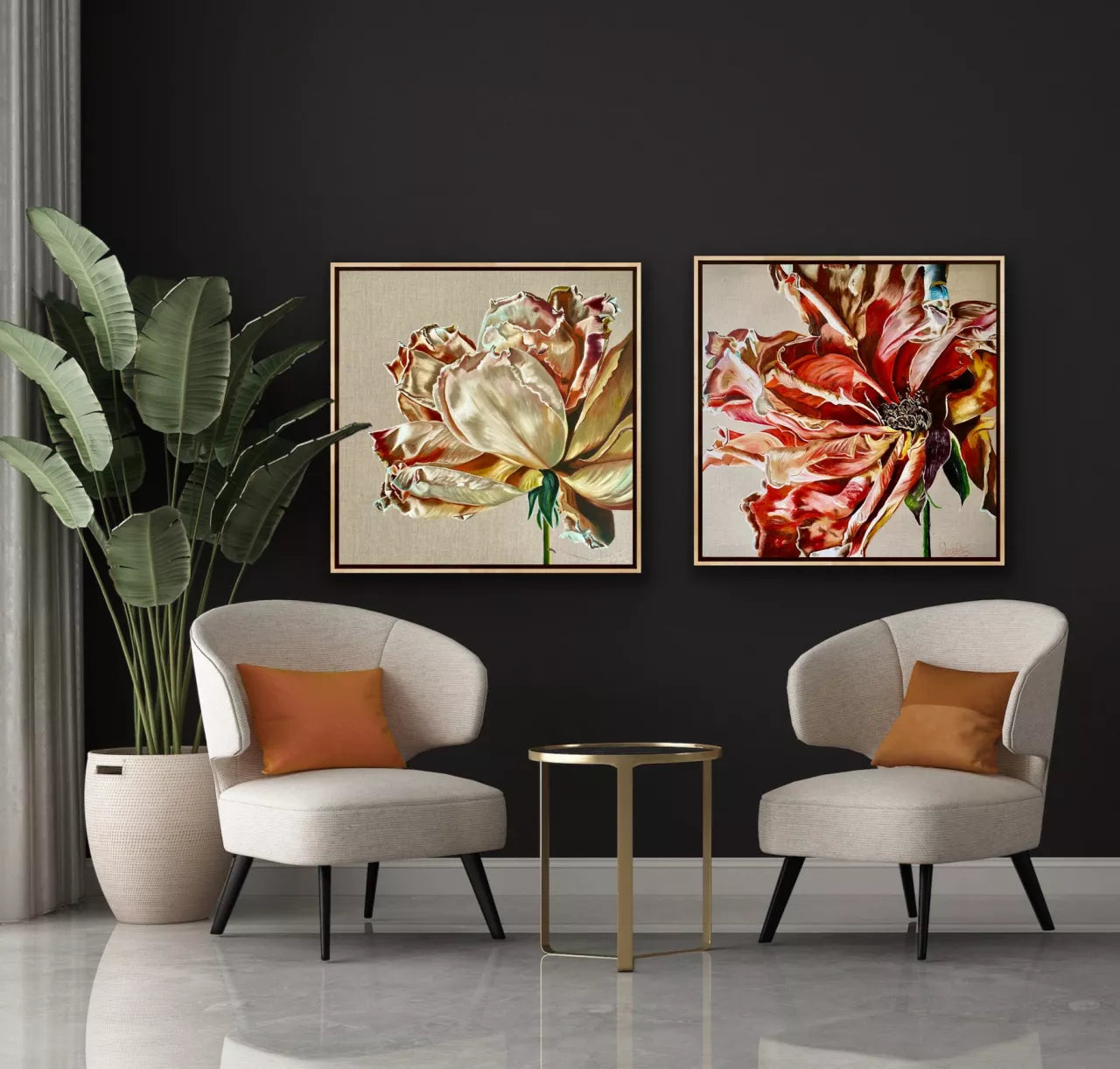 Dupion Rose - Framed